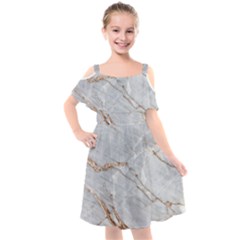 Gray Light Marble Stone Texture Background Kids  Cut Out Shoulders Chiffon Dress by Vaneshart