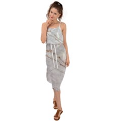 Gray Light Marble Stone Texture Background Waist Tie Cover Up Chiffon Dress