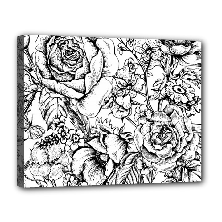 Vintage Floral Vector Seamless Pattern With Roses Canvas 14  x 11  (Stretched)