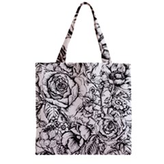 Vintage Floral Vector Seamless Pattern With Roses Zipper Grocery Tote Bag by Vaneshart