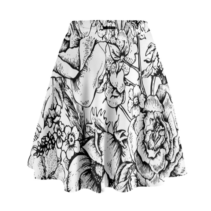 Vintage Floral Vector Seamless Pattern With Roses High Waist Skirt