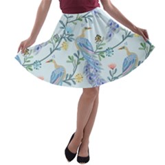 Beautiful Peacock Seamless Pattern A-line Skater Skirt by Vaneshart