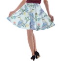 Beautiful Peacock Seamless Pattern A-line Skater Skirt View2