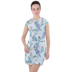 Beautiful Peacock Seamless Pattern Drawstring Hooded Dress