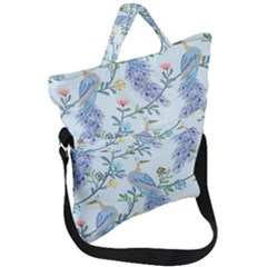 Beautiful Peacock Seamless Pattern Fold Over Handle Tote Bag by Vaneshart