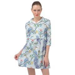 Beautiful Peacock Seamless Pattern Mini Skater Shirt Dress