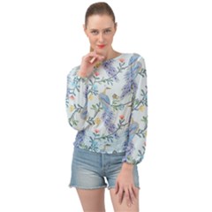 Beautiful Peacock Seamless Pattern Banded Bottom Chiffon Top