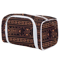 Colorful Bright Ethnic Seamless Striped Pattern Background Orange Black Colors Toiletries Pouch