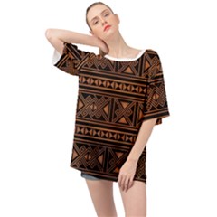 Colorful Bright Ethnic Seamless Striped Pattern Background Orange Black Colors Oversized Chiffon Top