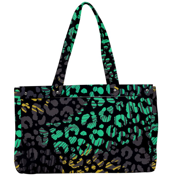 Abstract Geometric Seamless Pattern With Animal Print Canvas Work Bag