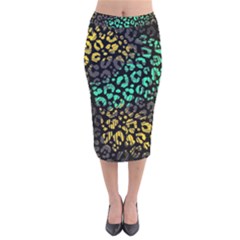 Abstract Geometric Seamless Pattern With Animal Print Velvet Midi Pencil Skirt by Vaneshart