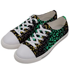 Abstract Geometric Seamless Pattern With Animal Print Women s Low Top Canvas Sneakers