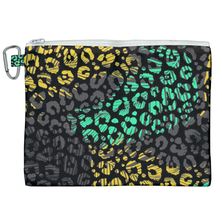 Abstract Geometric Seamless Pattern With Animal Print Canvas Cosmetic Bag (XXL)