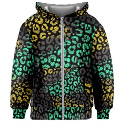 Abstract Geometric Seamless Pattern With Animal Print Kids  Zipper Hoodie Without Drawstring