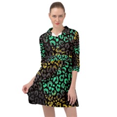 Abstract Geometric Seamless Pattern With Animal Print Mini Skater Shirt Dress