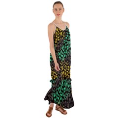 Abstract Geometric Seamless Pattern With Animal Print Cami Maxi Ruffle Chiffon Dress