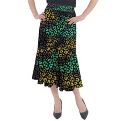 Abstract Geometric Seamless Pattern With Animal Print Midi Mermaid Skirt