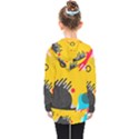 Abstract Colorful Pattern Shape Design Background Kids  Double Breasted Button Coat View2