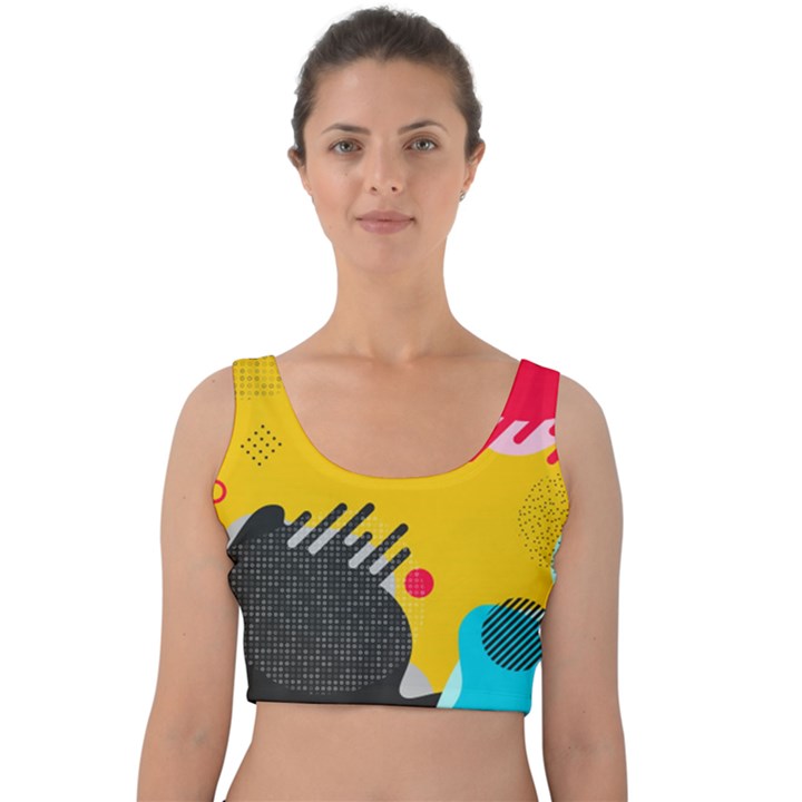 Abstract Colorful Pattern Shape Design Background Velvet Crop Top