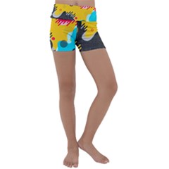 Abstract Colorful Pattern Shape Design Background Kids  Lightweight Velour Yoga Shorts by Vaneshart