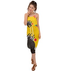 Abstract Colorful Pattern Shape Design Background Waist Tie Cover Up Chiffon Dress