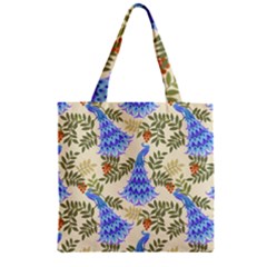 Peacock Vector Design Seamless Pattern Fabri Textile Zipper Grocery Tote Bag by Vaneshart