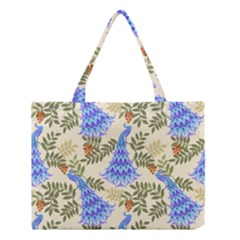 Peacock Vector Design Seamless Pattern Fabri Textile Medium Tote Bag by Vaneshart