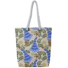 Peacock Vector Design Seamless Pattern Fabri Textile Full Print Rope Handle Tote (small) by Vaneshart