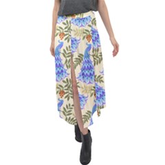 Peacock Vector Design Seamless Pattern Fabri Textile Velour Split Maxi Skirt