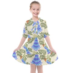 Peacock Vector Design Seamless Pattern Fabri Textile Kids  All Frills Chiffon Dress