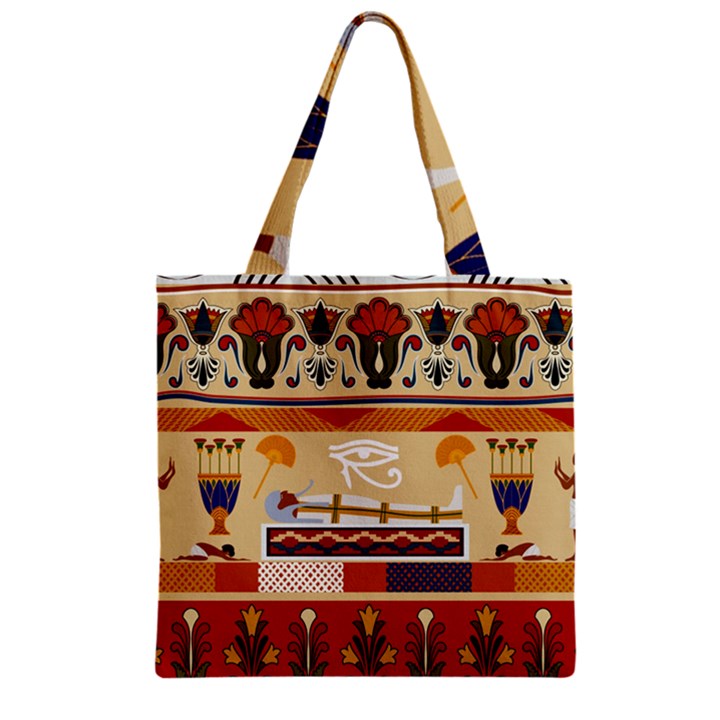 Seamless Ethnic Pattern Zipper Grocery Tote Bag