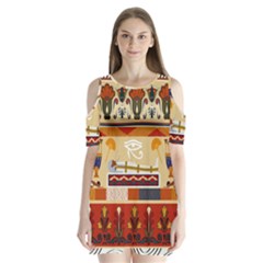 Seamless Ethnic Pattern Shoulder Cutout Velvet One Piece by Vaneshart