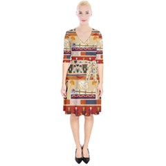 Seamless Ethnic Pattern Wrap Up Cocktail Dress by Vaneshart