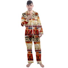 Seamless Ethnic Pattern Men s Satin Pajamas Long Pants Set