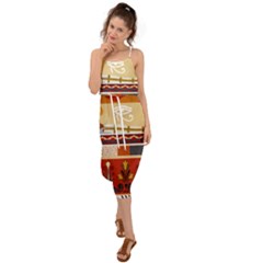 Seamless Ethnic Pattern Waist Tie Cover Up Chiffon Dress