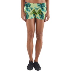 Peacock Feather Pattern Yoga Shorts by Vaneshart