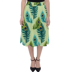 Peacock Feather Pattern Classic Midi Skirt by Vaneshart