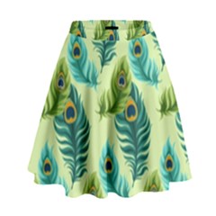 Peacock Feather Pattern High Waist Skirt by Vaneshart