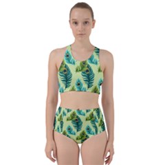 Peacock Feather Pattern Racer Back Bikini Set by Vaneshart