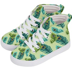 Peacock Feather Pattern Kids  Hi-top Skate Sneakers by Vaneshart