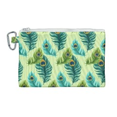 Peacock Feather Pattern Canvas Cosmetic Bag (large)