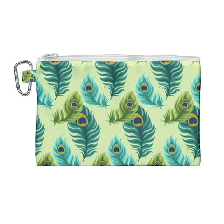 Peacock Feather Pattern Canvas Cosmetic Bag (Large)