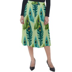 Peacock Feather Pattern Classic Velour Midi Skirt  by Vaneshart