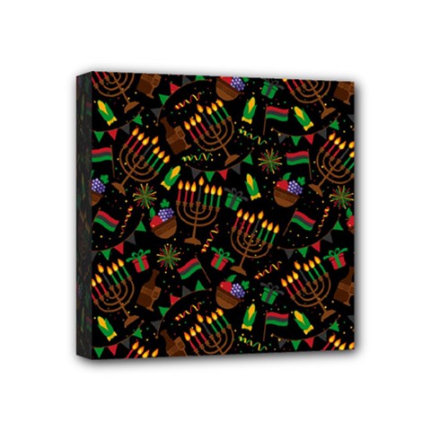 Seamless Pattern Kwanzaa With Traditional Colored Candles Mini Canvas 4  X 4  (stretched) by Vaneshart