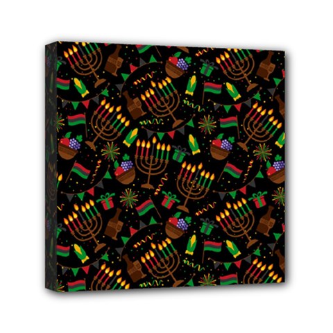 Seamless Pattern Kwanzaa With Traditional Colored Candles Mini Canvas 6  X 6  (stretched) by Vaneshart