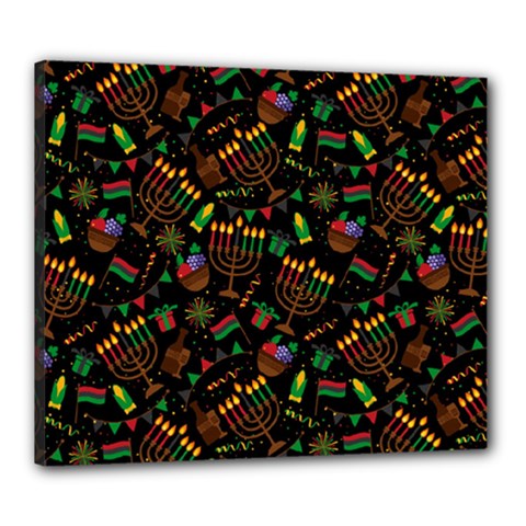 Seamless Pattern Kwanzaa With Traditional Colored Candles Canvas 24  X 20  (stretched) by Vaneshart