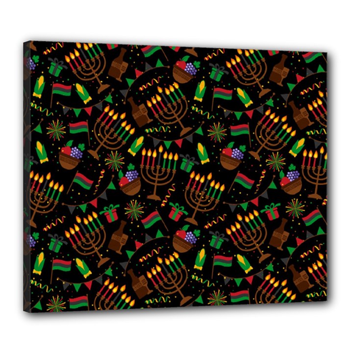 Seamless Pattern Kwanzaa With Traditional Colored Candles Canvas 24  x 20  (Stretched)