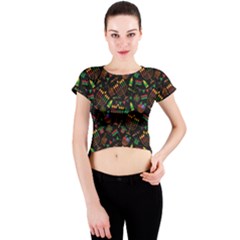 Seamless Pattern Kwanzaa With Traditional Colored Candles Crew Neck Crop Top by Vaneshart