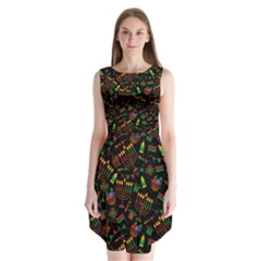 Seamless Pattern Kwanzaa With Traditional Colored Candles Sleeveless Chiffon Dress  