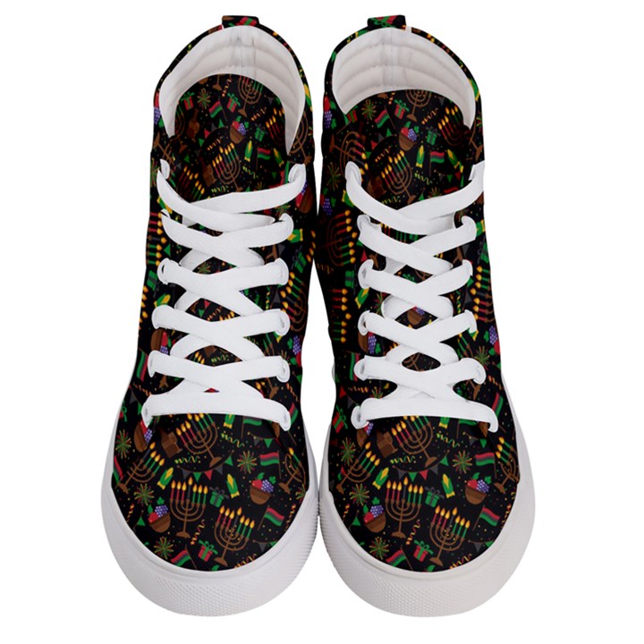 Seamless Pattern Kwanzaa With Traditional Colored Candles Men s Hi-Top Skate Sneakers